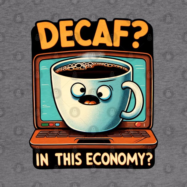 Decaf In This Economy? - Humorous Coffee Lover Tee by Doming_Designs